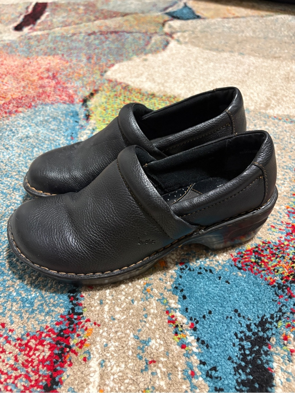 b.o.c. Women's Black Peggy Tooled Leather Clog Size 8